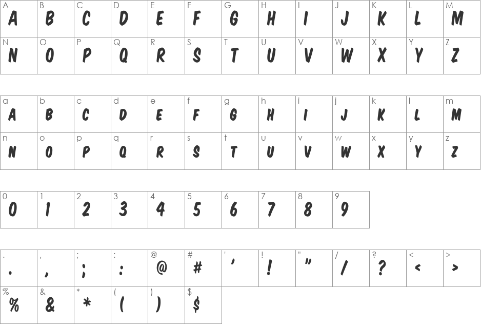 Komika Title - Kaps font character map preview