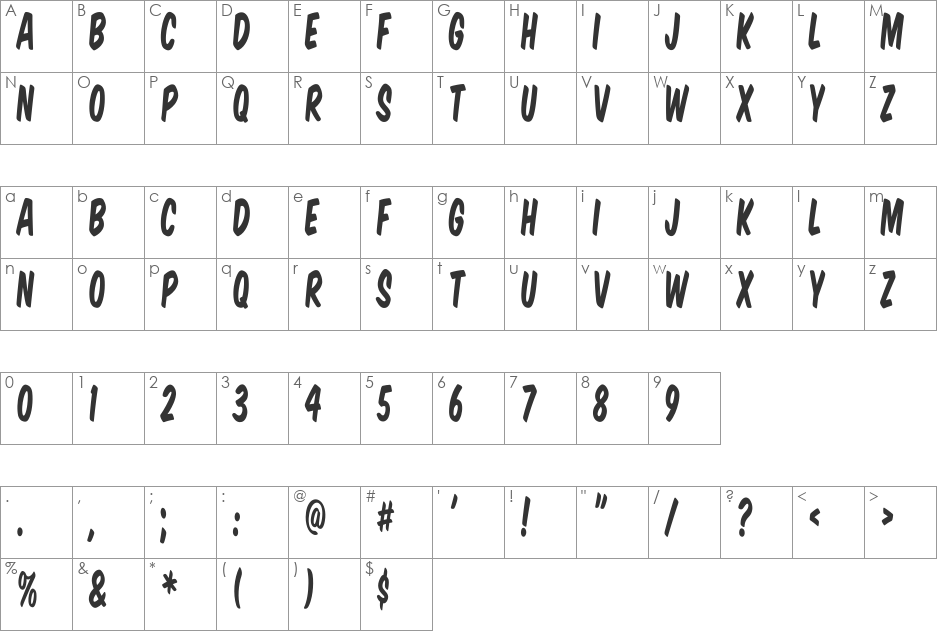Komika Title - Tall font character map preview