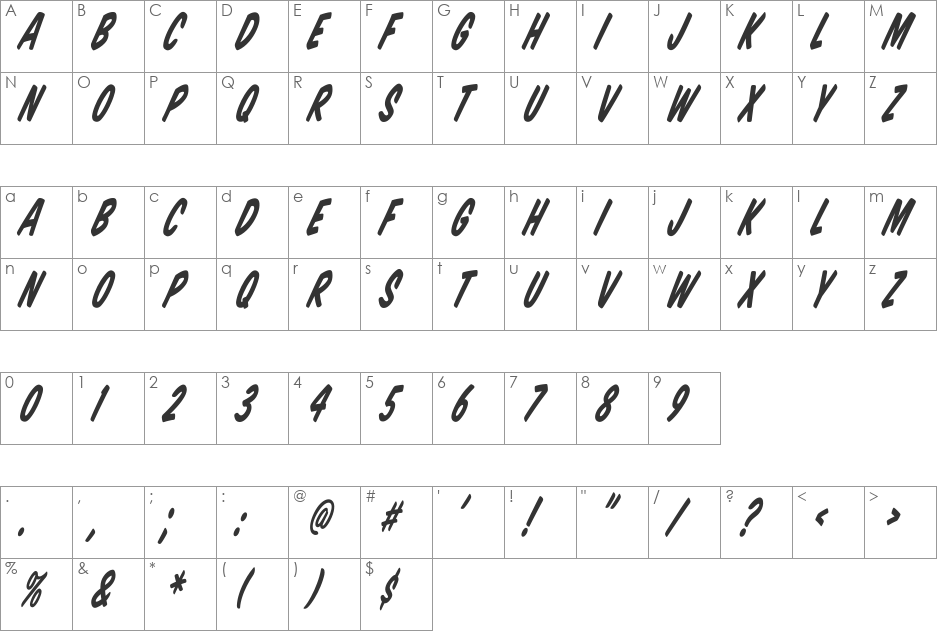 Komika Title - Tilt font character map preview