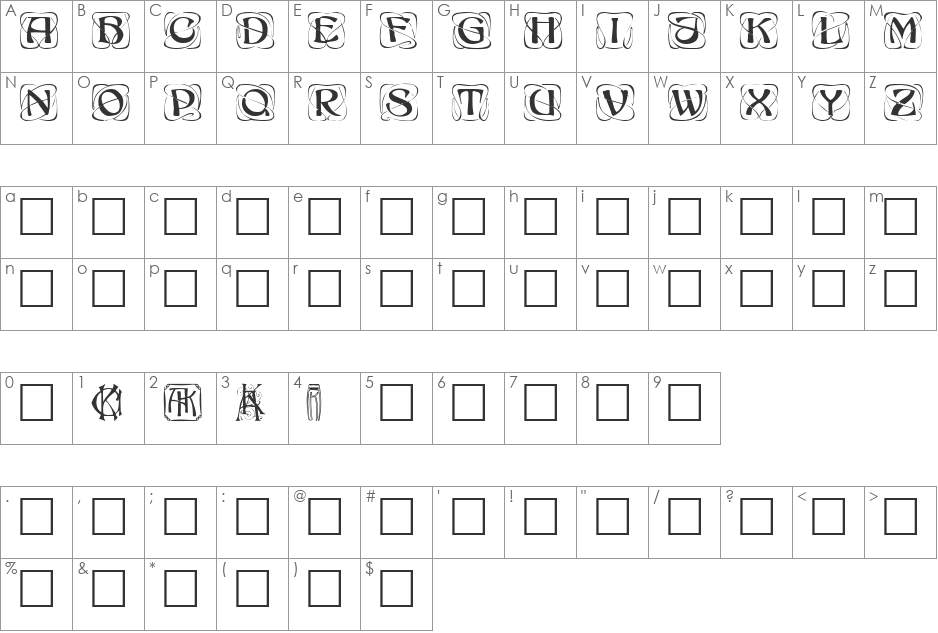 Konanur font character map preview