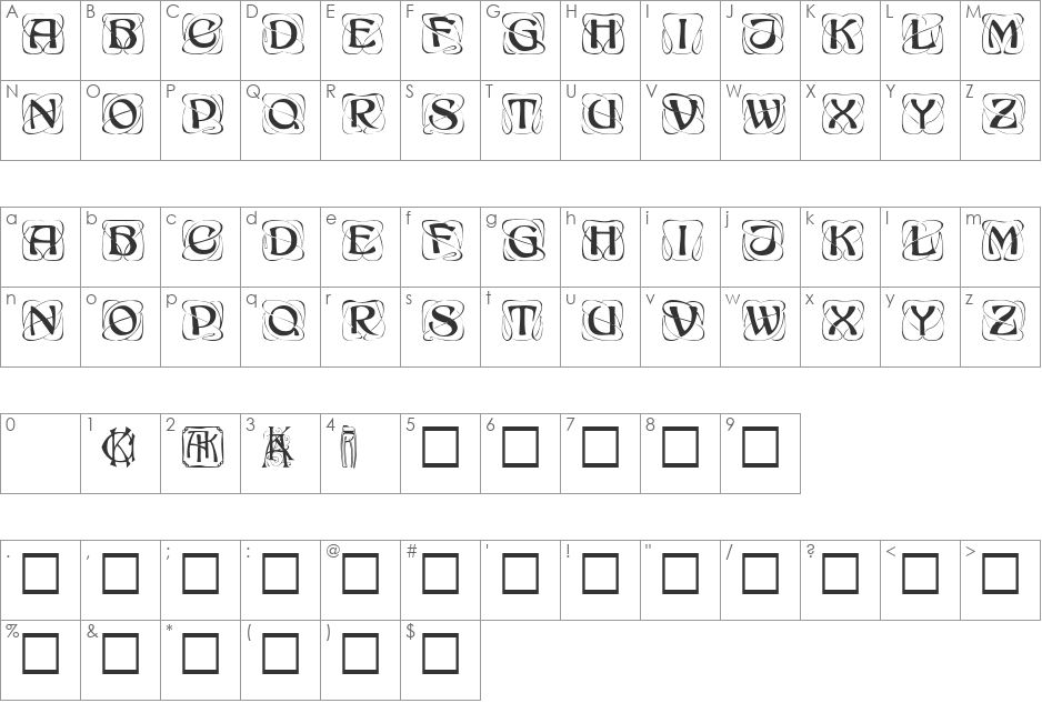 Konanur Kaps font character map preview