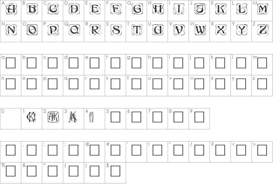 KonanurKaps Kaps:001.001 font character map preview