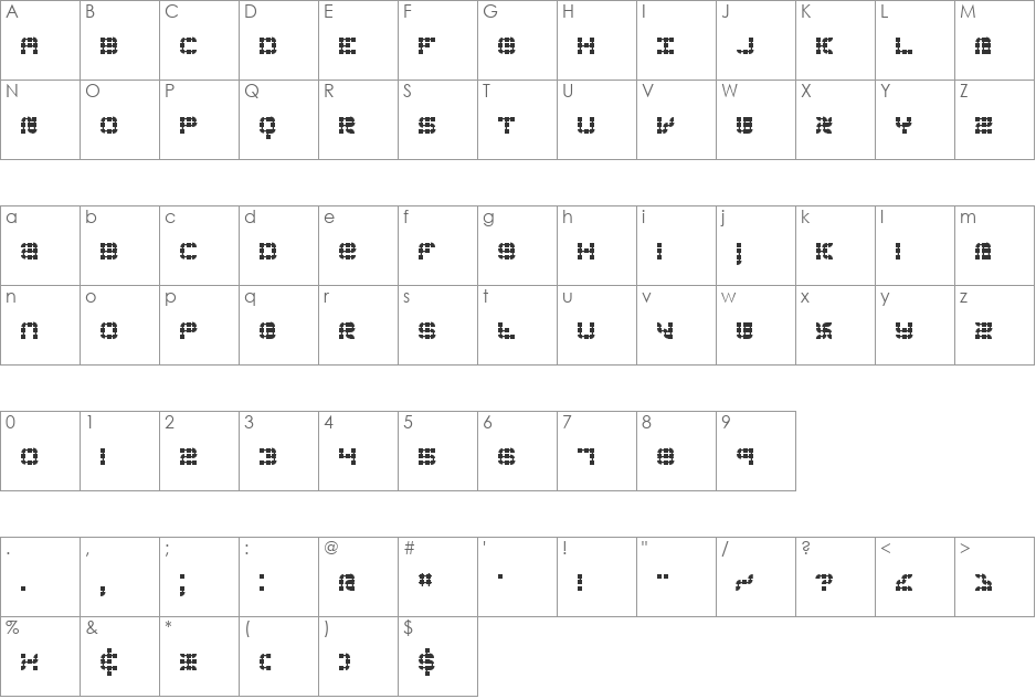 Konector (BRK) font character map preview