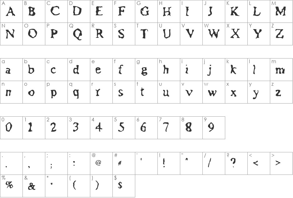 Assimilation font character map preview