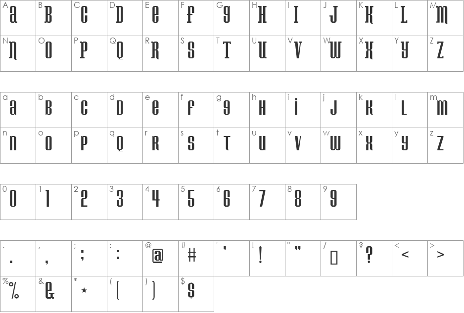 Konspiracy Theory font character map preview