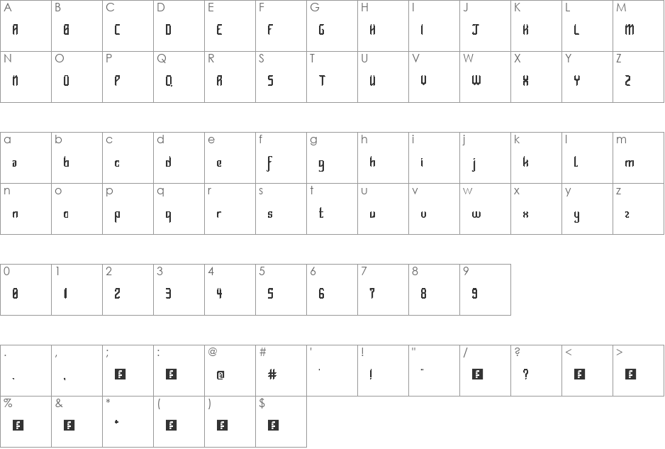 Kontra font character map preview