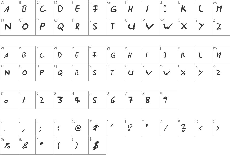 AST 285 font character map preview