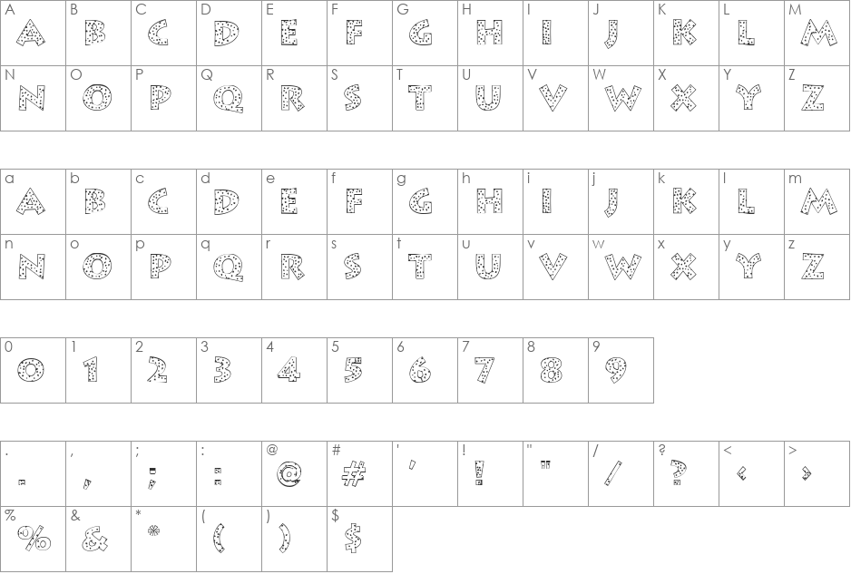 Korea font character map preview