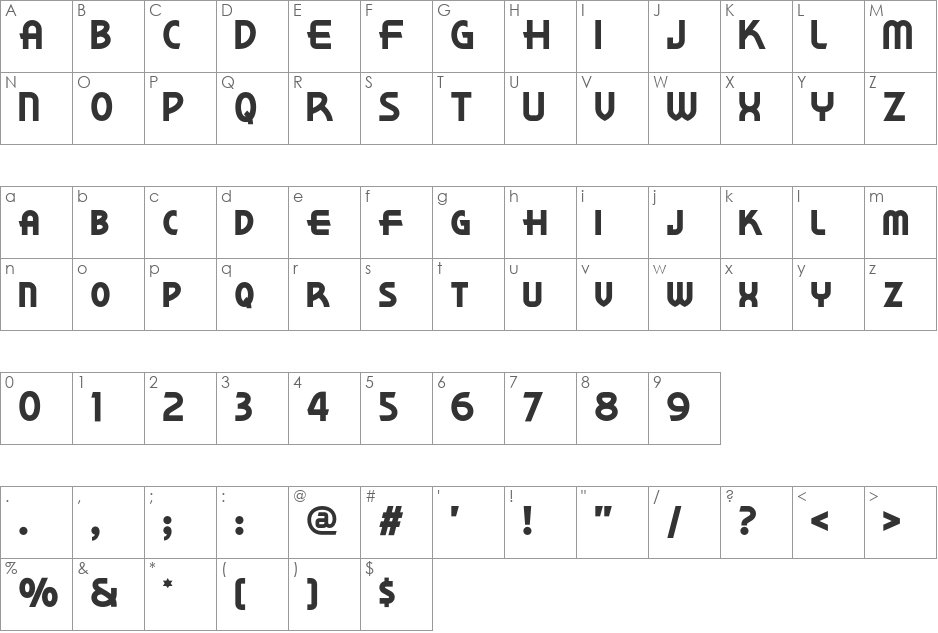 Korner Deli NF font character map preview