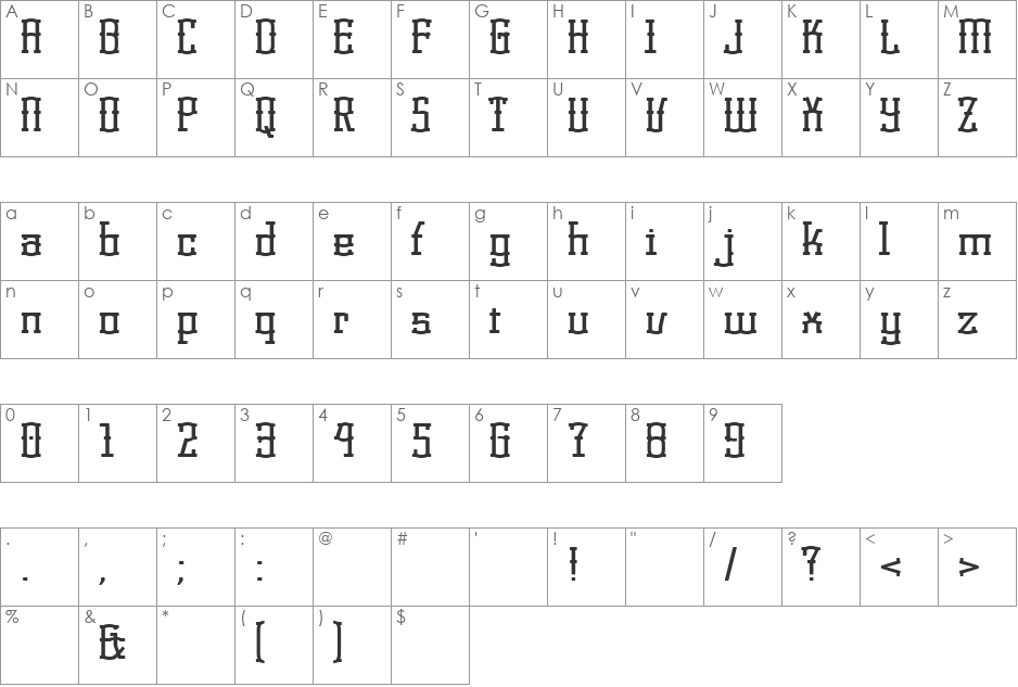 Korneuburg Regular font character map preview