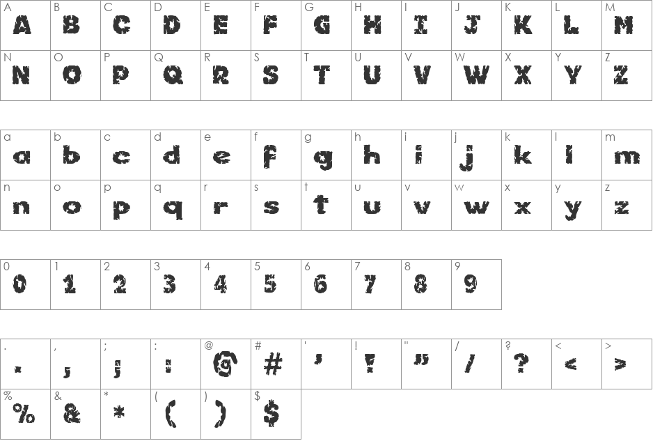 Kornik font character map preview