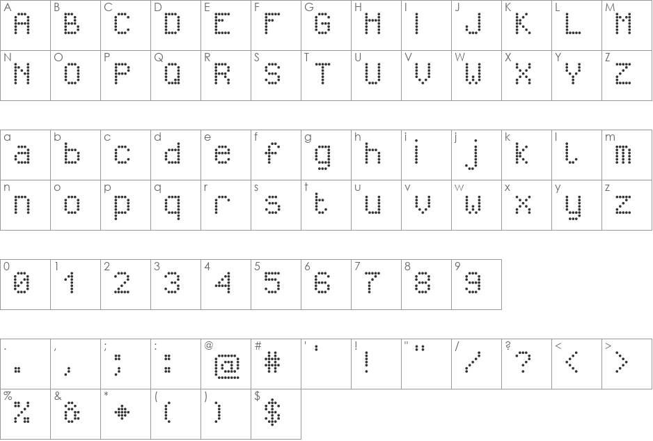 AstalametPure font character map preview