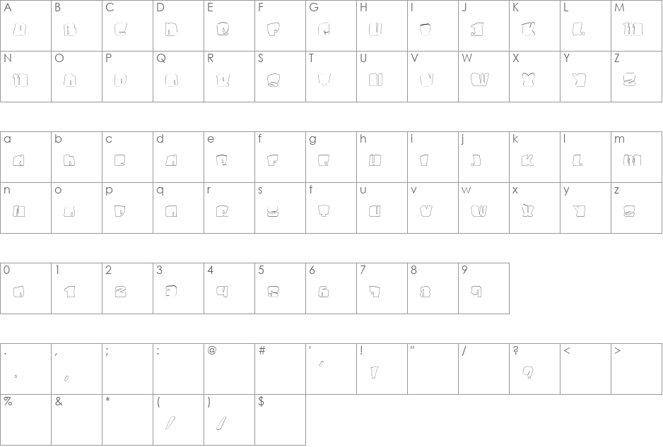 Kosmo Cat Light font character map preview