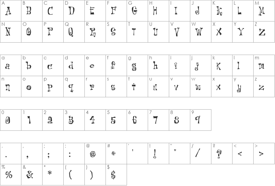 Kot Leopold font character map preview