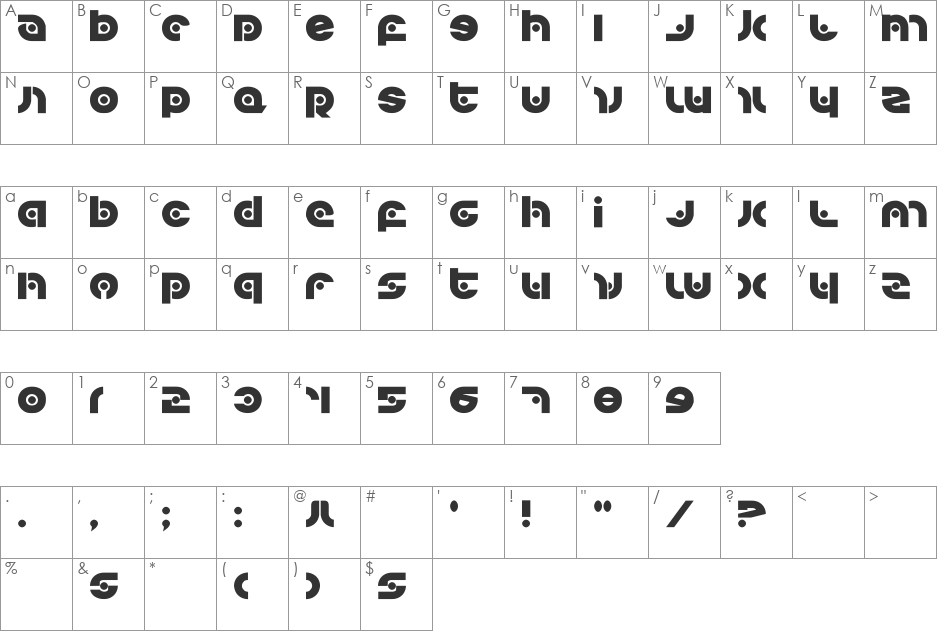 Kovacs Spot font character map preview