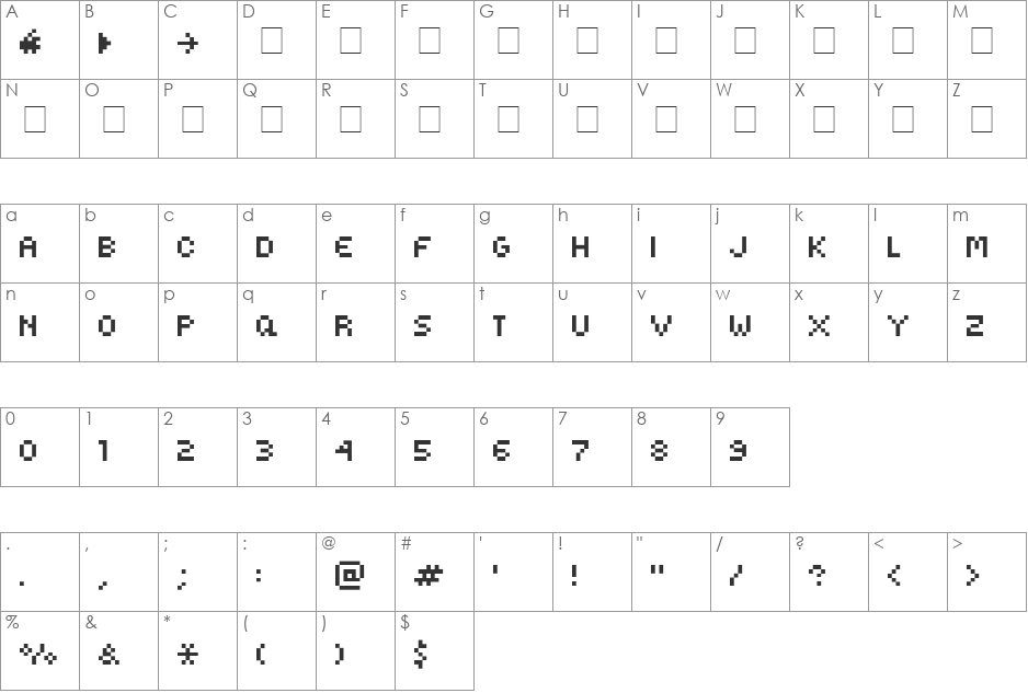 Kovensky-small font character map preview