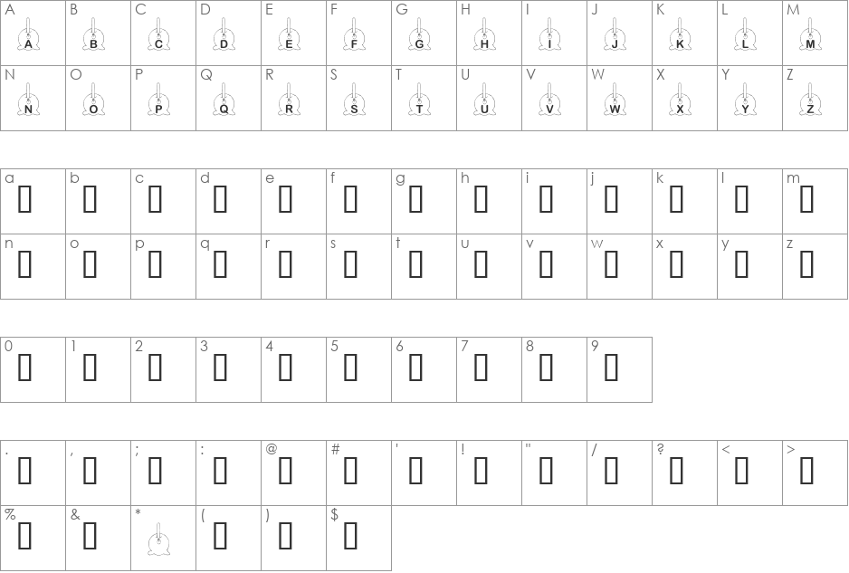 KR Caramel Apple font character map preview