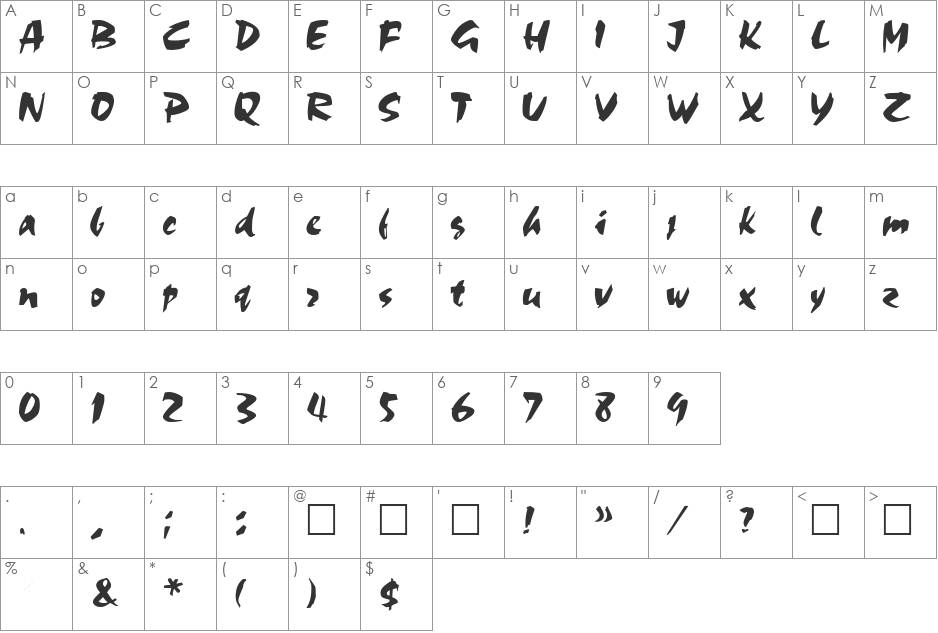 Acapulco font character map preview