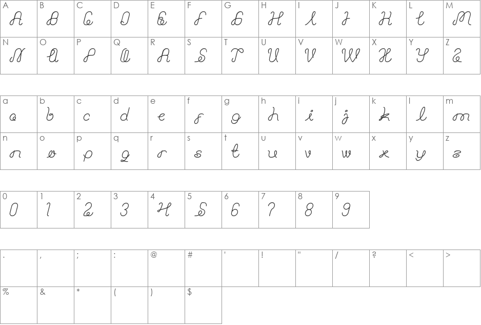 ASTONISHING font character map preview