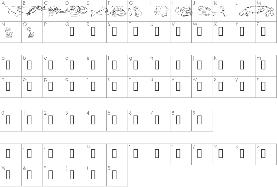 KR Jungle Scraps font character map preview