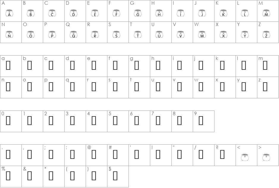 KR Pot O' Gold font character map preview