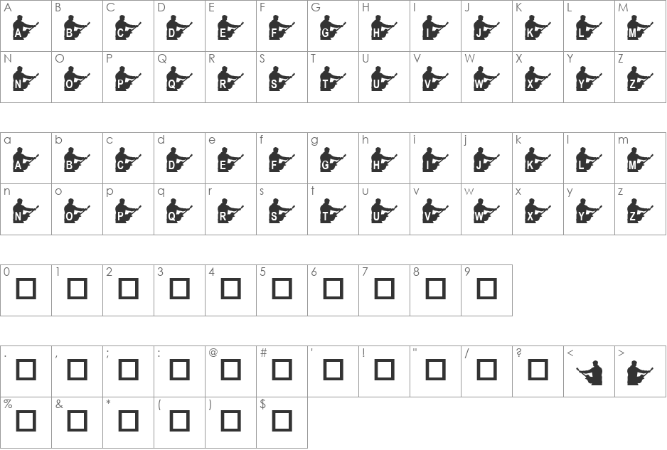 KR Steves Solo font character map preview