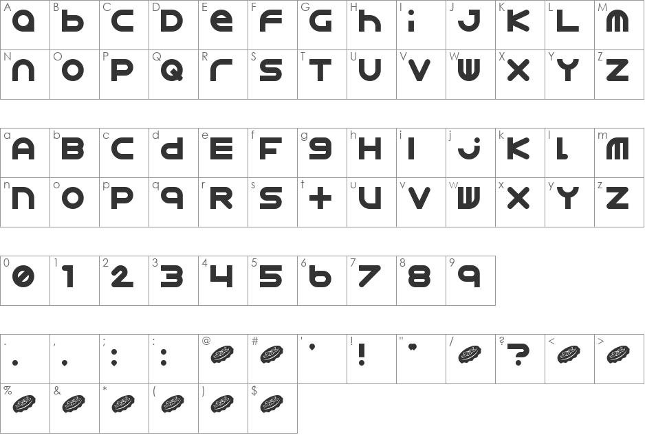 Astro 867 font character map preview