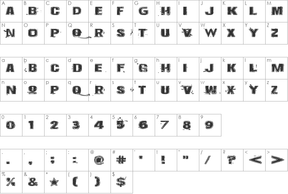 Krakle! font character map preview