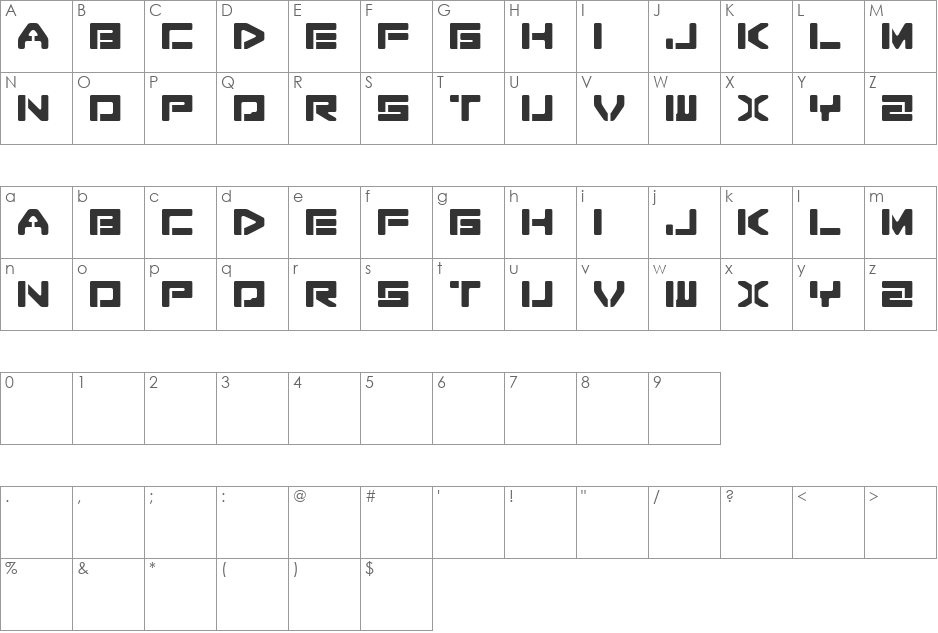 Kram espaciada font character map preview