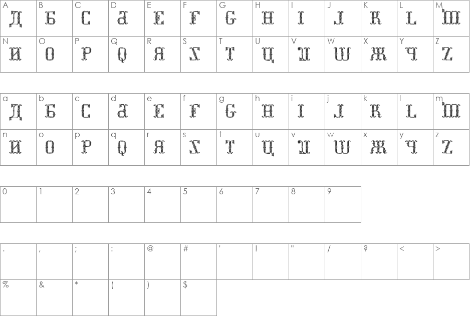 Kremlin Synod (Display Caps) font character map preview