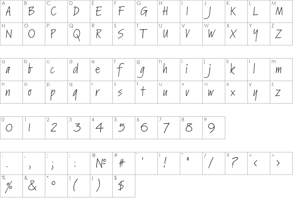 KremlinC font character map preview