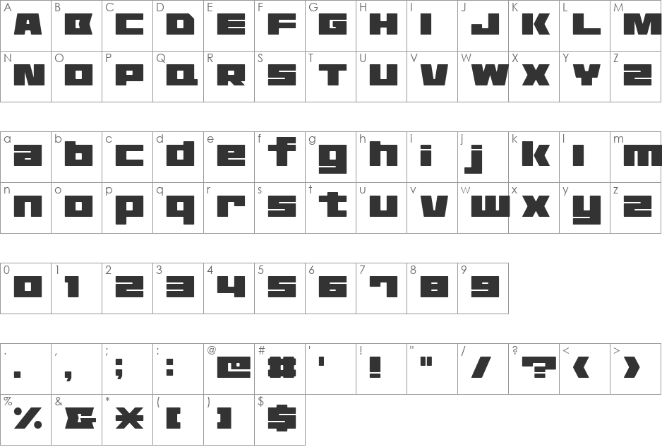 Astro3KT font character map preview