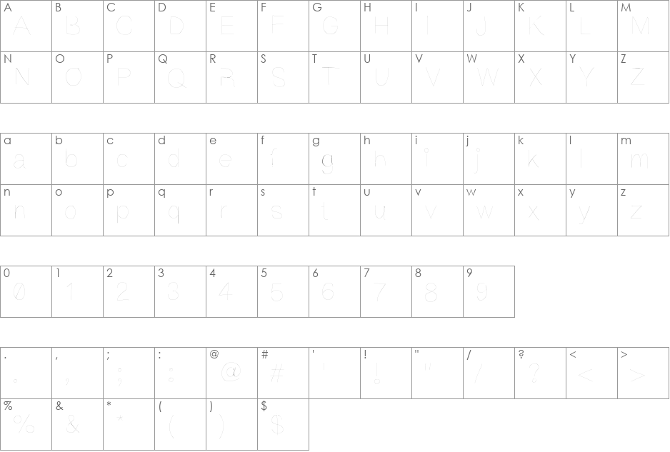 Kriekl font character map preview