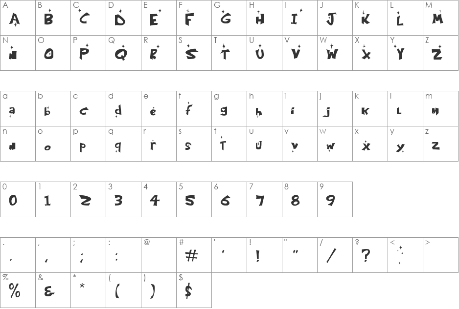 Kringle Castle Night font character map preview
