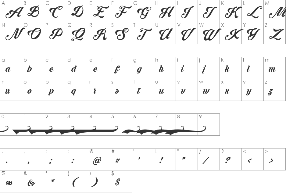 Krinkes Decor PERSONAL USE font character map preview