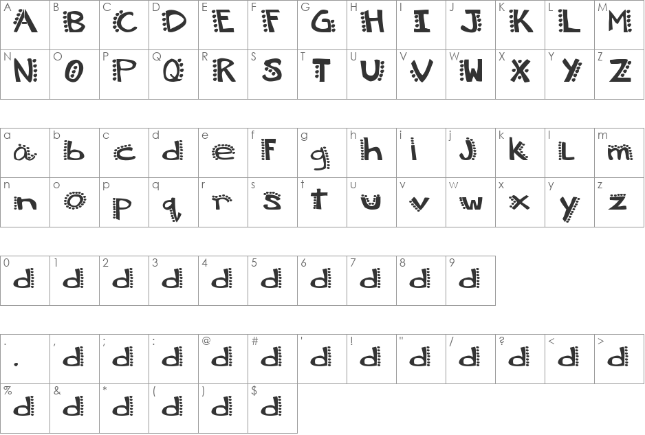 Krisdotty font character map preview
