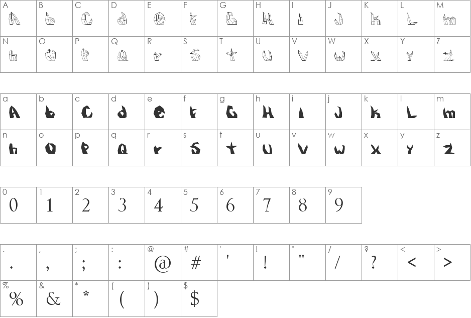 kristall font character map preview