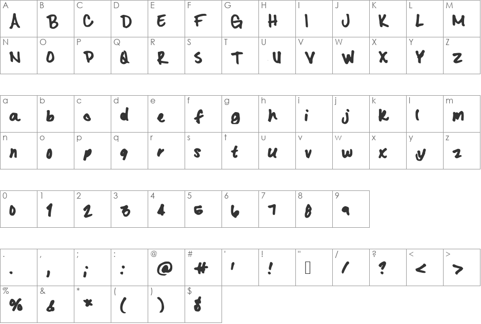 KristasFont font character map preview