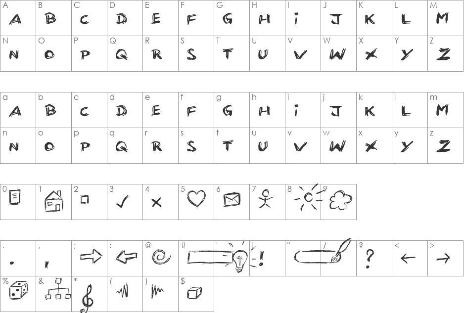 KRITZEL 2.0 font character map preview