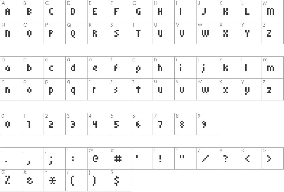 kroeger 05_57 font character map preview