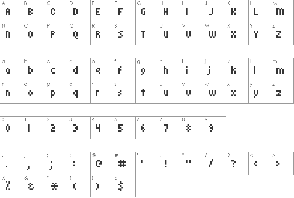 kroeger 05_58 font character map preview