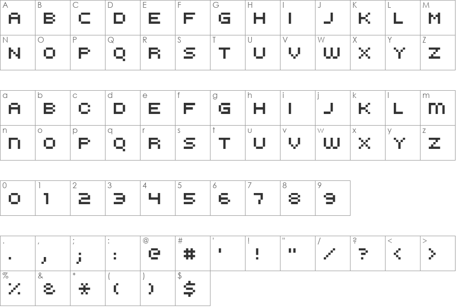 kroeger 0853 font character map preview