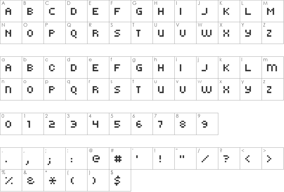 kroeger 0856 font character map preview