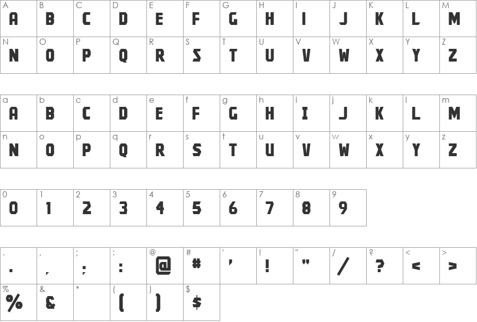 Kroftsmann font character map preview