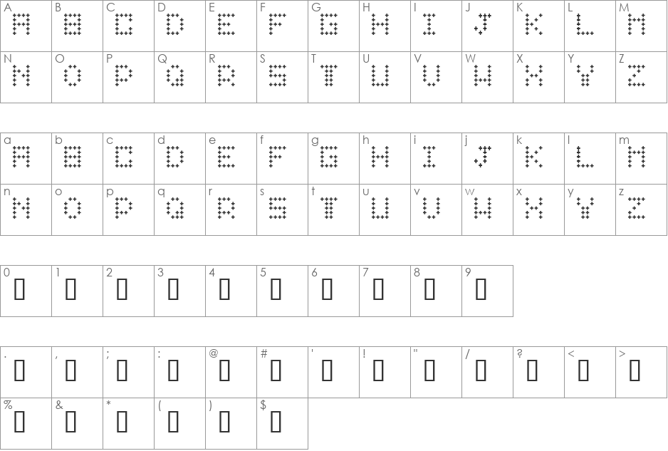 krossklozz font character map preview