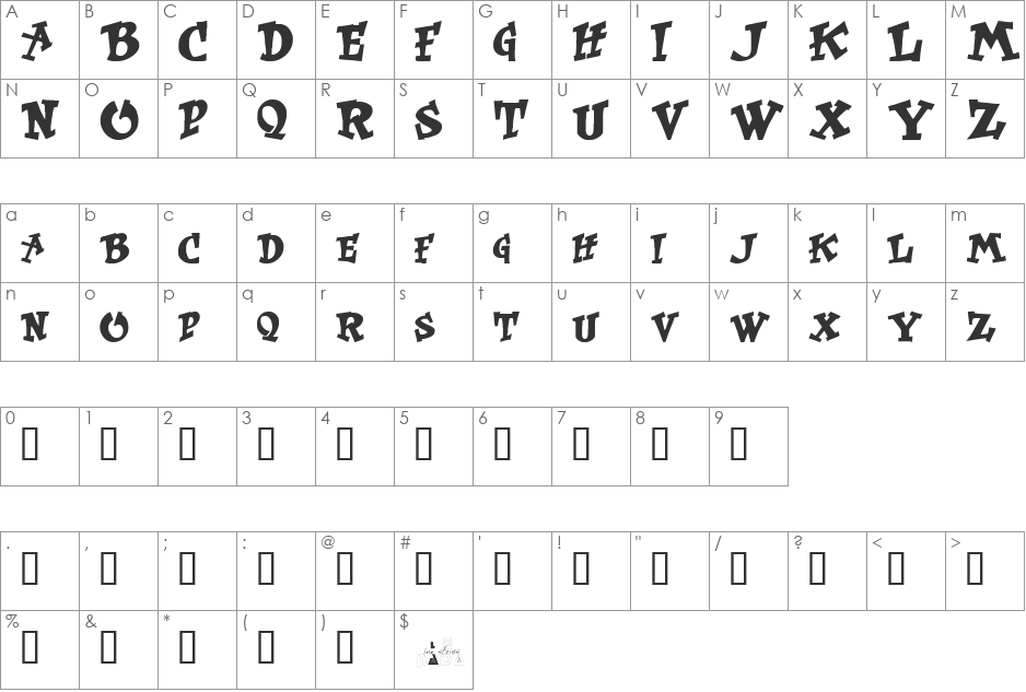 Krt font character map preview