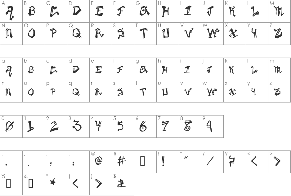 KrylonGothic font character map preview