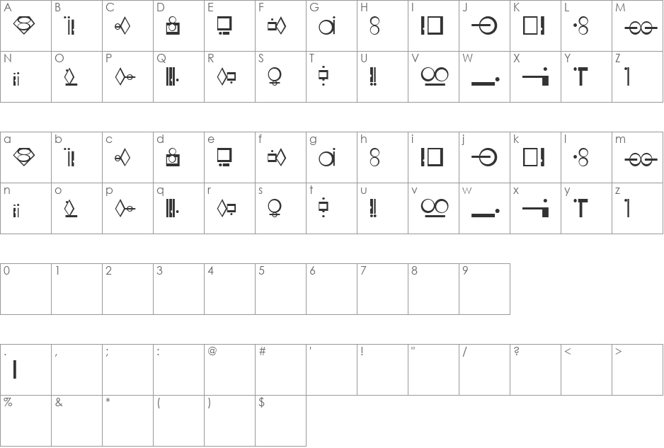 Kryptonian font character map preview