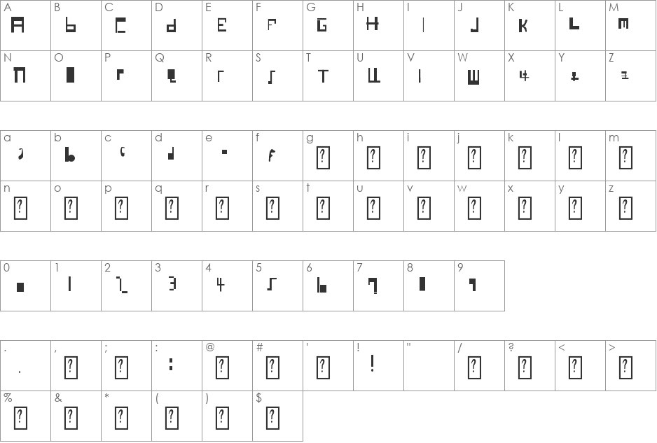 krz font character map preview