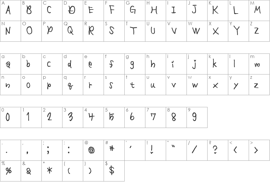 KS Lovers font character map preview